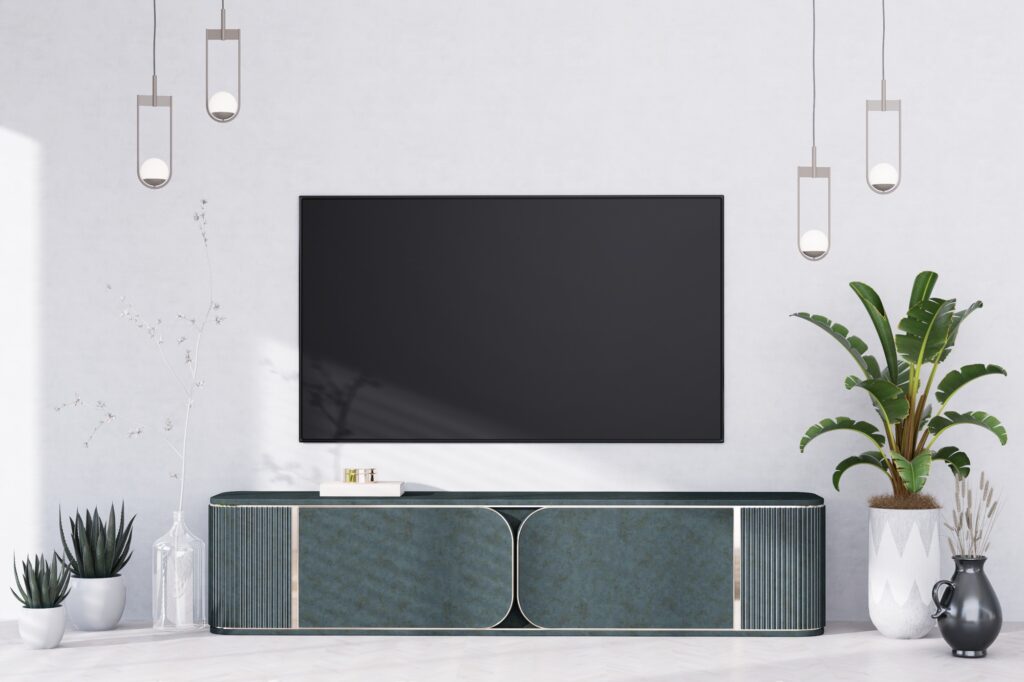 Mock up poster frame in modern interior fully furnished rooms